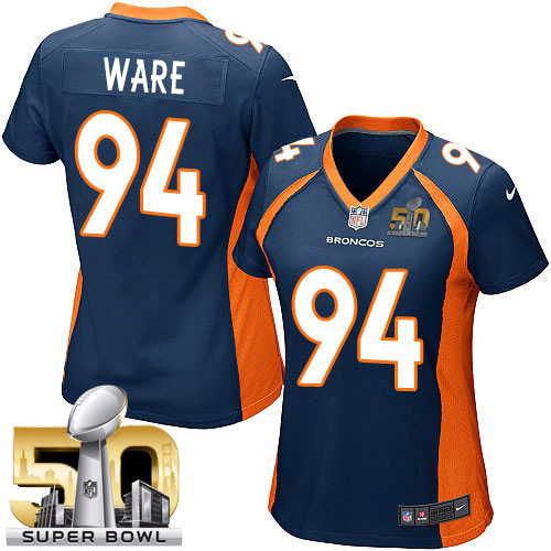 Women's Elite DeMarcus Ware Super Bowl L Nike Jersey Navy Blue Alternate - #94 NFL Denver Broncos